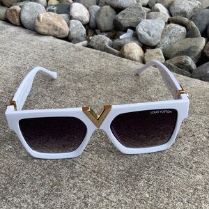 Louis Vuitton White and Gold Sunglasses